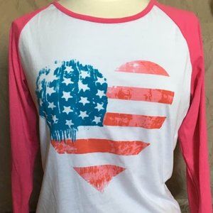 Flag Heart 3/4 Sleeve